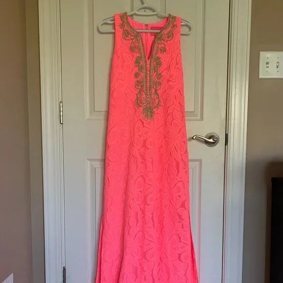 Lilly Pulitzer Dresses | Lilly Pultizer Carlotta Maxi Dress, Lilly's Coral, Size 0 Nwt | Color: Pink | Size: 0 | Jhk292'S Closet